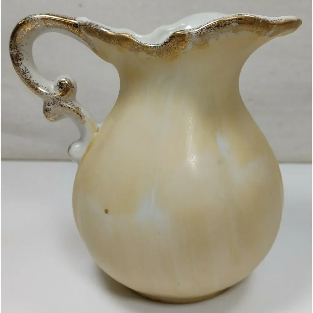 Vintage Ardco Hand Painted Harvest Fruit Gold Trim Pitcher With Bowl C2101